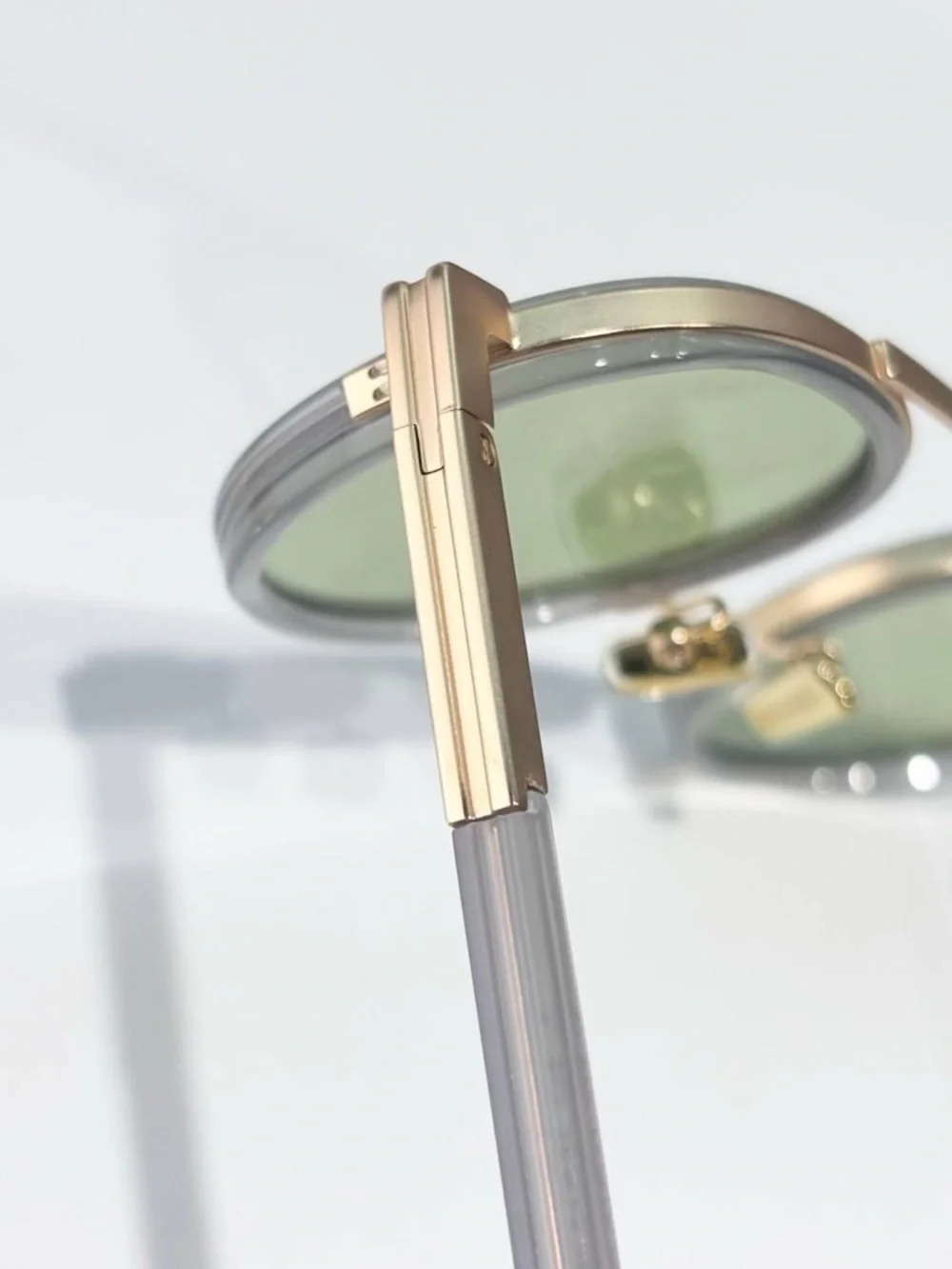 Ermenegildo Zegna Gold-Trim Round Sunglasses with Green Lenses